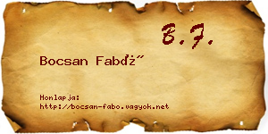 Bocsan Fabó névjegykártya